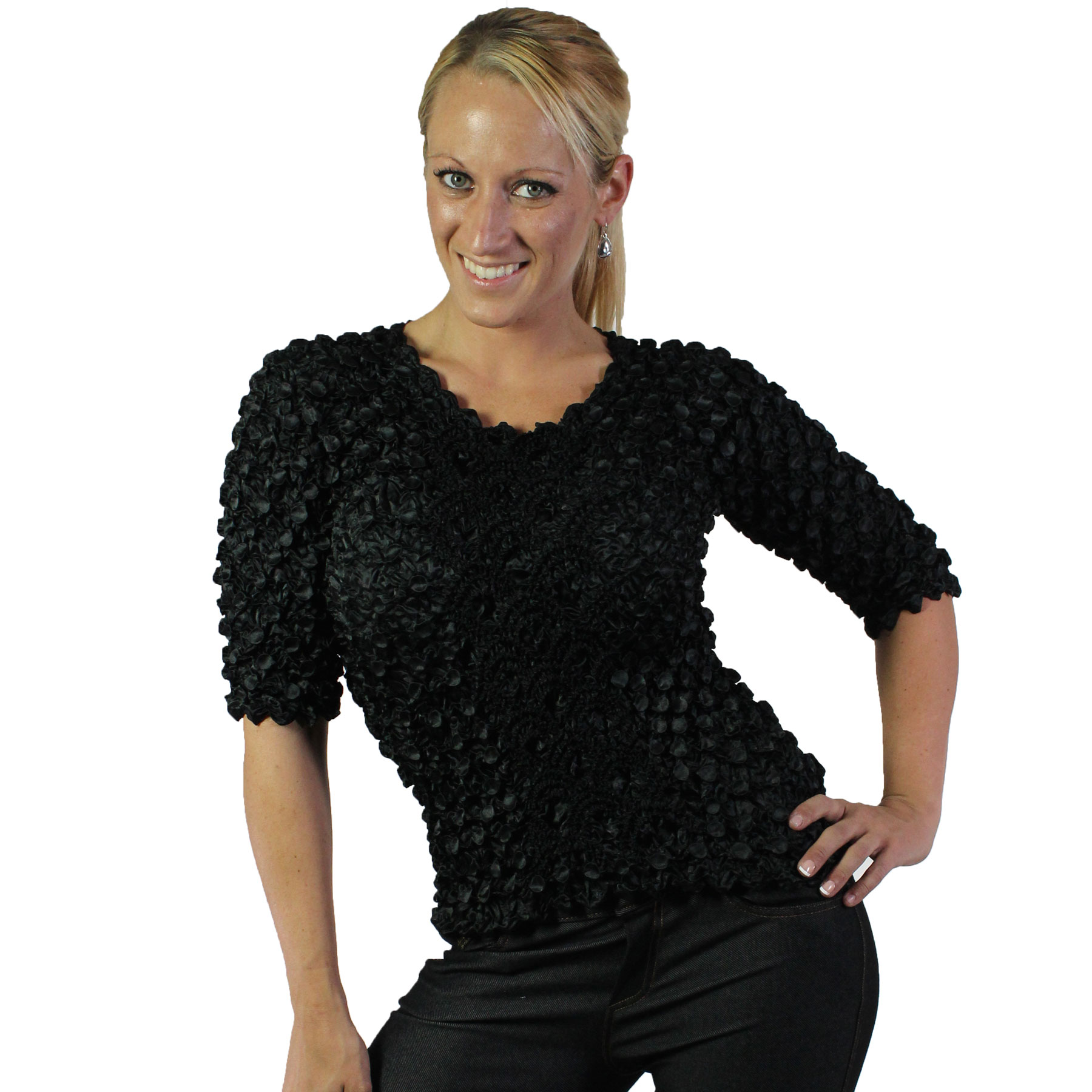 1090 - Three Quarter Sleeve Coin Fishscale Tops