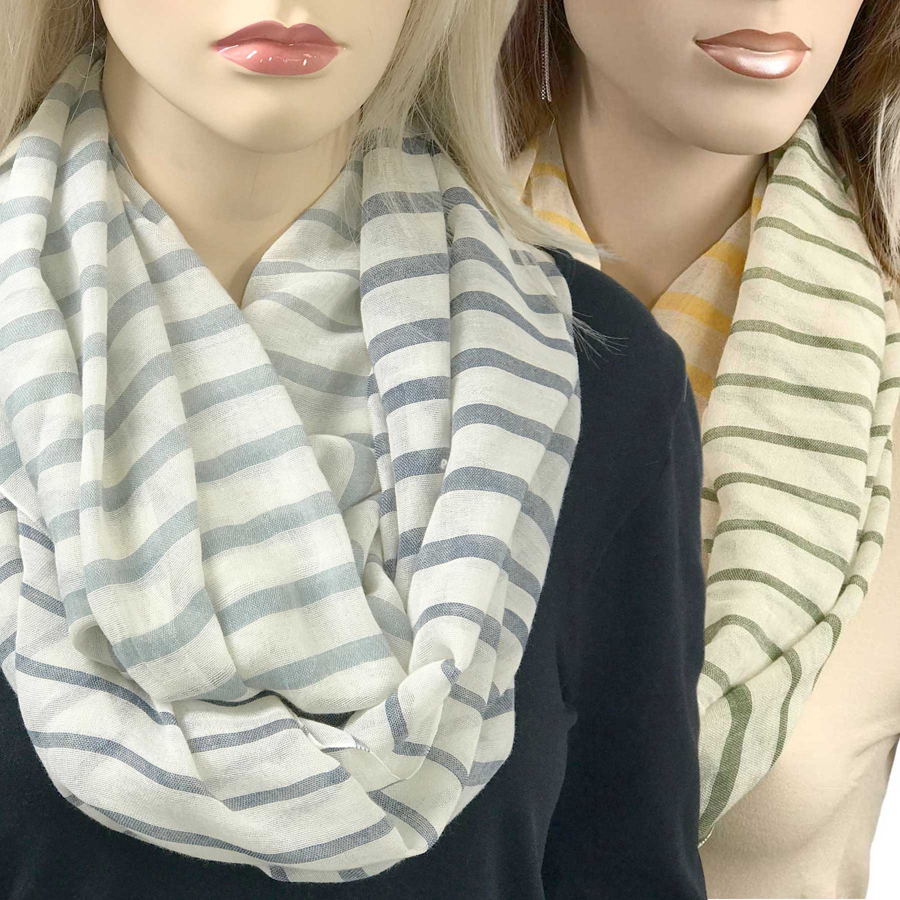 0830 - Multi Color Stripe Infinity Scarves