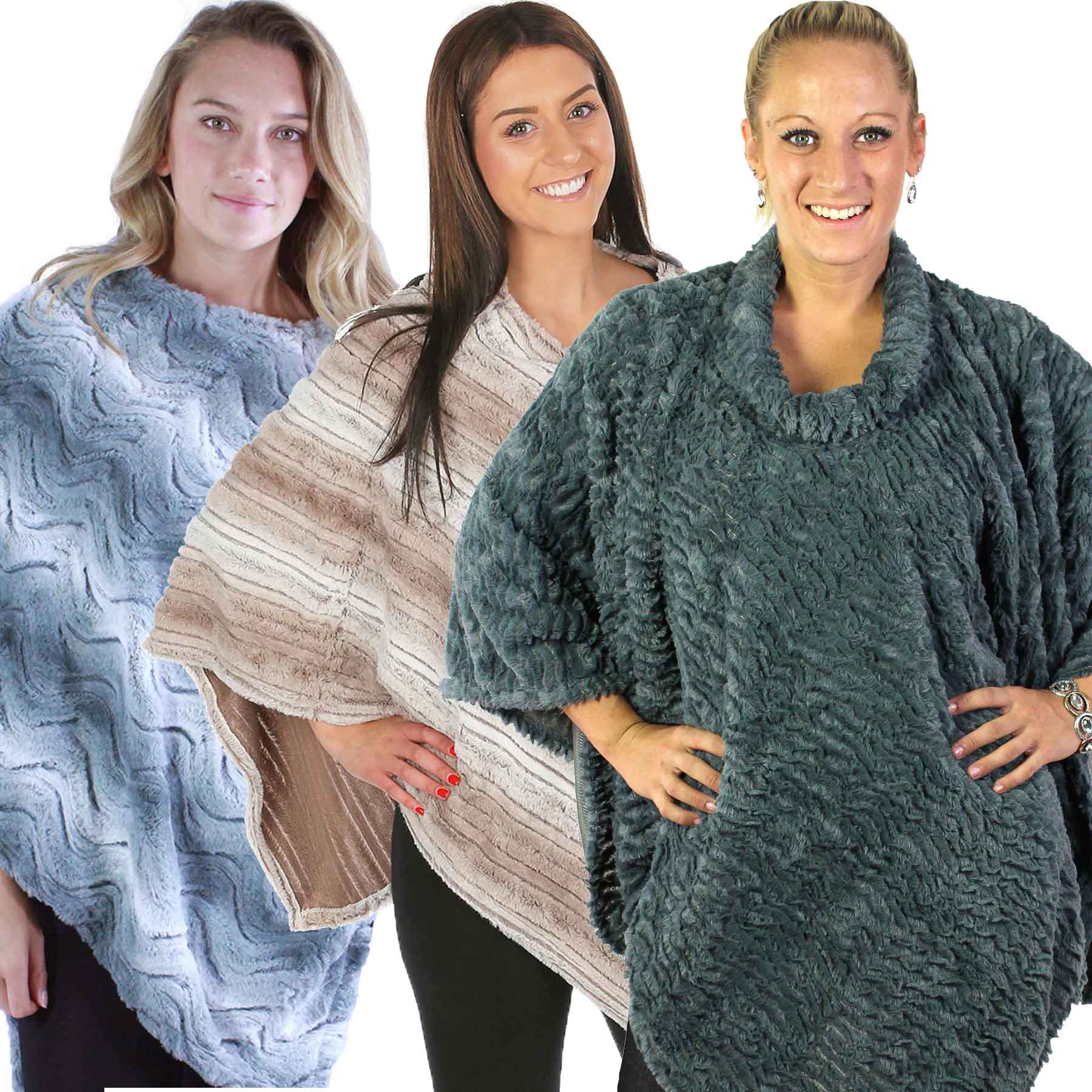 Winter Ponchos - Faux Fur Designs 2970