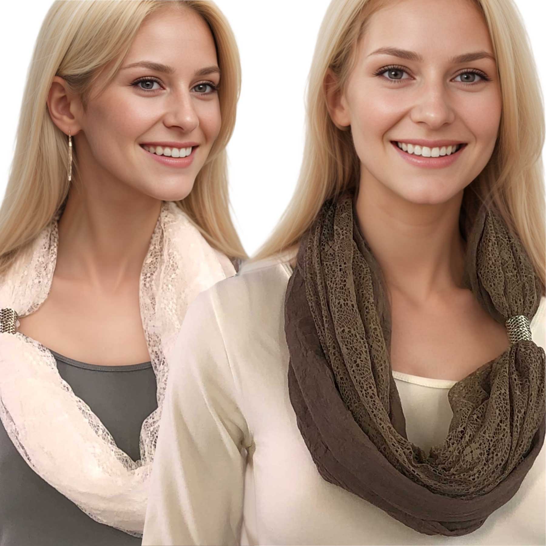 3281 - Cotton Lace Magnetic Clasp Scarves